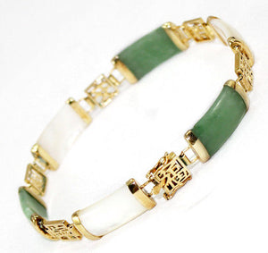 Green & White Stone Bracelet